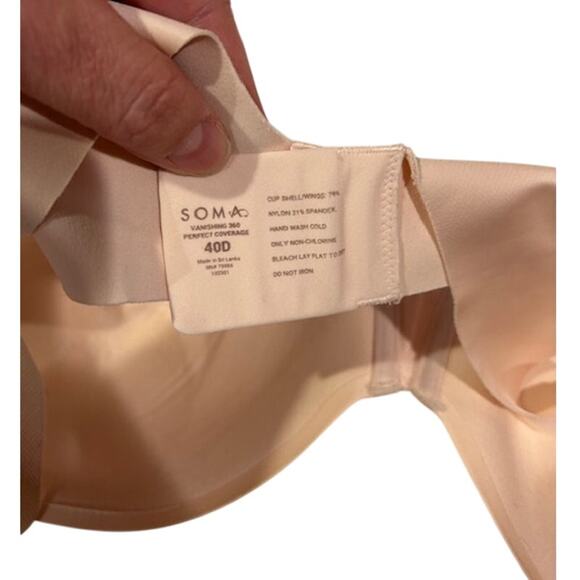 SOMA  Bundle 2 Vanishing 360 Perfect Coverage Bra Underwire T Shirt Seamless 40D - Picture 10 of 15